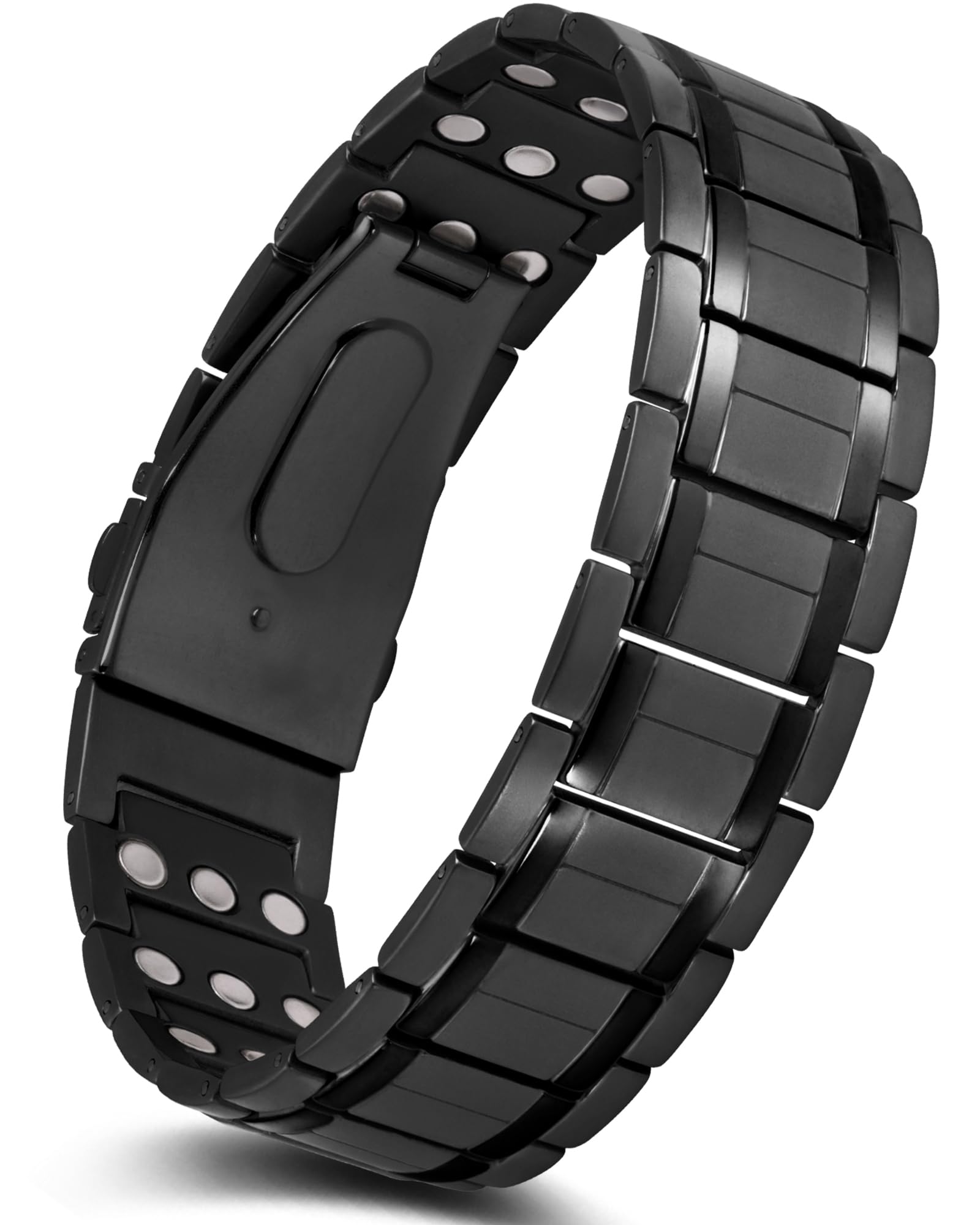 Jeracol Men Magnetic Bracelet,3X Ultra Strength Magnets Pure Titanium Magnetic Wristband for Valentine's Day Gift,Unique Folding Clasp Brazaletes With Adjustable Tool&Gift Box