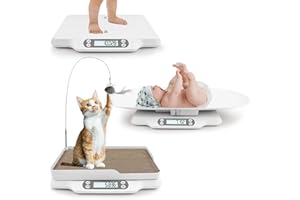 E-GREETSHOPPING Baby Scales for Weighing,Multifunction LCD Display Pet Scale,Digital Scale with 2 Tray and Cat Scratcher,Up to 66 Lbs,Multiple Weighing Scale for Small Animals,Cats, Dogs