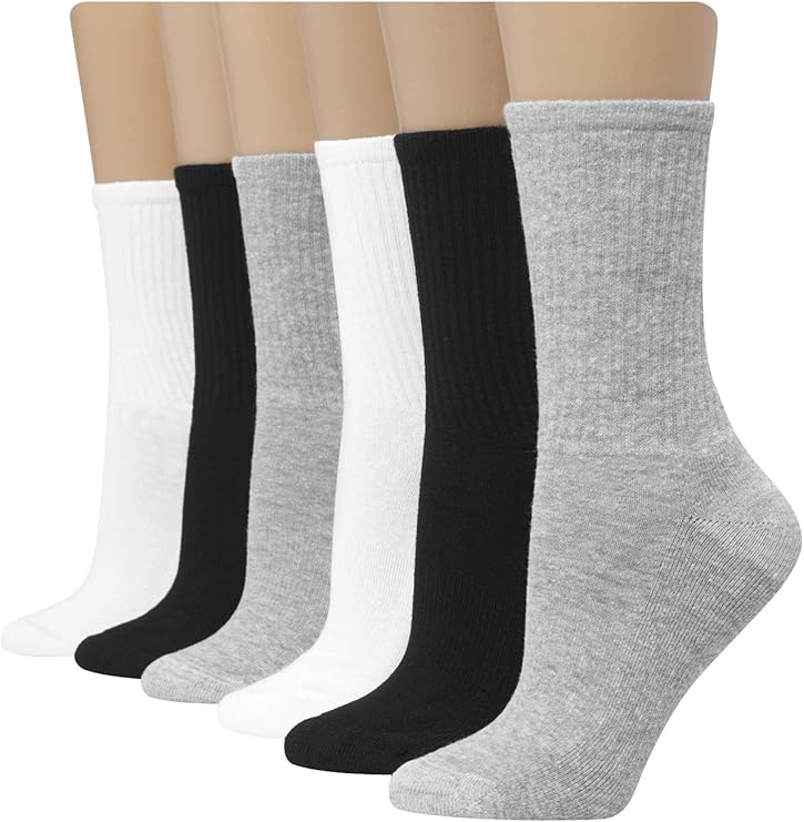 Hanes womens Signature Crew Socks 6 Pair Pack at Amazon Women’s