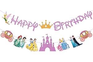 CELERCANDO Princess Birthday Party Decoration For Girls, Pink Princess Birthday Banner For Kids Baby Shower, Princess Happy Birthday Party Supplies