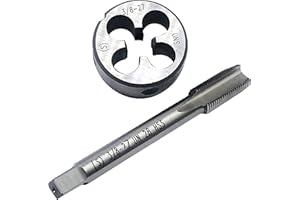 ZOUZMIN 3/8"-27 UNS Tap and Die Set, Machine Thread Tap and Round Thread Die Right Hand(3/8"-27)