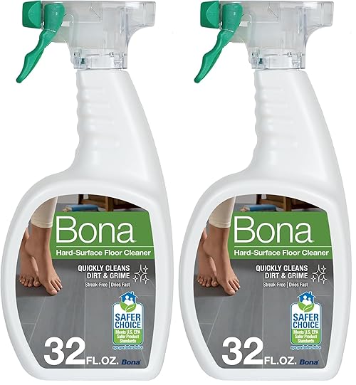 Bona Multi-Surface Floor Cleaner Spray - 32 fl oz - Unscented - Refillable - Residue-Free Floor Cleaning Solution for Stone, Tile, Laminate, and Vinyl Floors (Pack of 2)