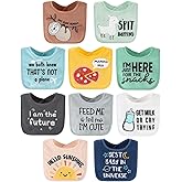 The Peanutshell Baby Boy or Girl Terry Bibs Set of 10-100% Cotton, Soft, Absorbent Baby Bibs, Unisex Toddler Boy or Girl Set,