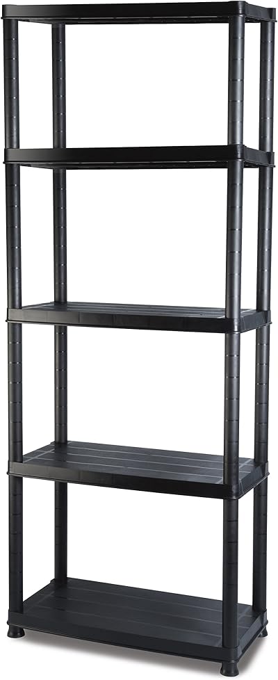 Addis 5 Tier Plastic Storage Shelving Unit Durable Freestanding Organizer