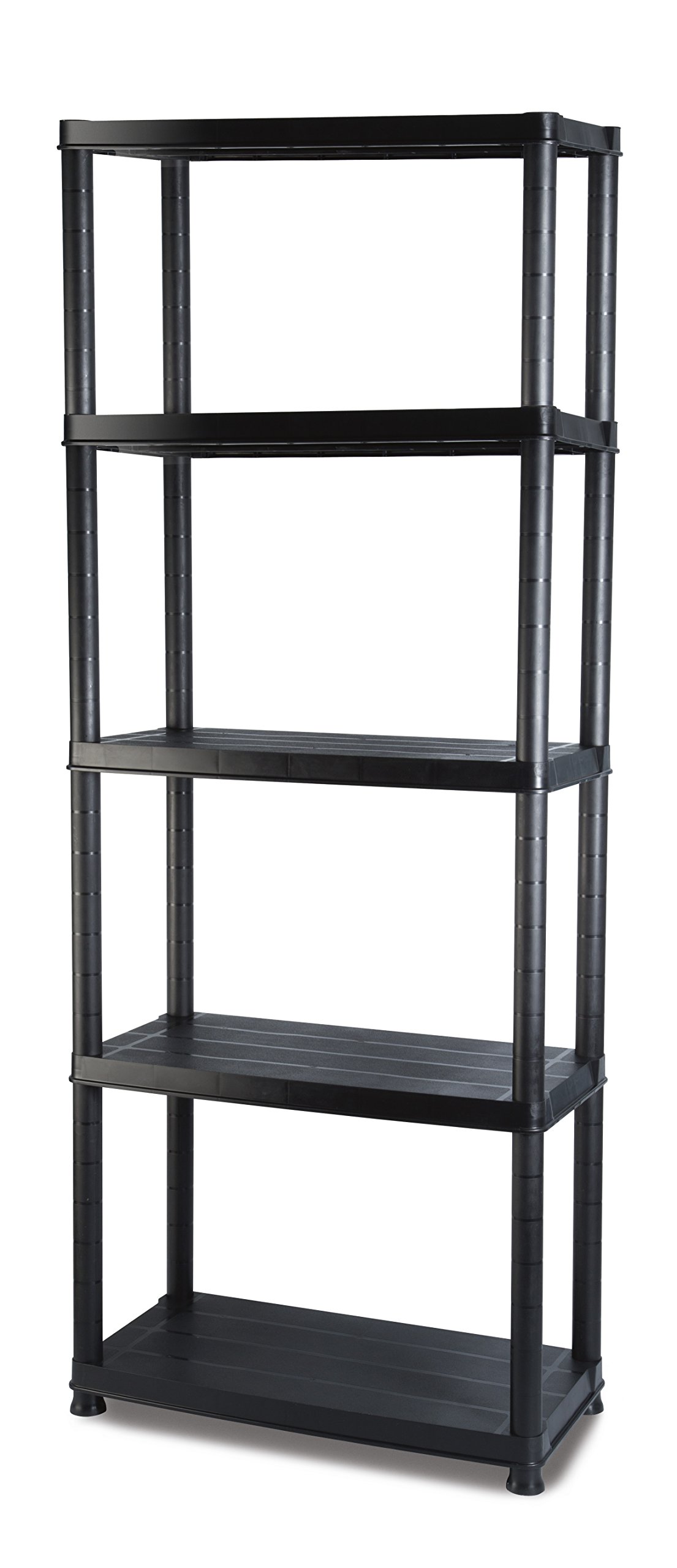 Addis 5 Tier Plastic Storage Shelving Unit – Durable Freestanding Organiser for Garage, Shed, Utility Room, or Home – Space-Saving, Easy Assembly, Plastic, Black