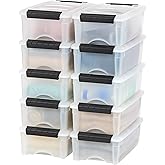 IRIS USA 6 L Plastic Storage Box with Lid and Latches - 10 Pack - BPA-Free, Discreet Organizing Solution, Durable Nestable St
