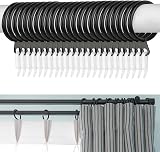 Hoiny Curtain Rings 24pcs Black Metal Rings with 24pcs White Hooks 30 mm