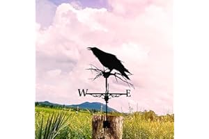 YFEIQI 3D Animal Metal Weather Vane - Crow, Wind Direction Indicator