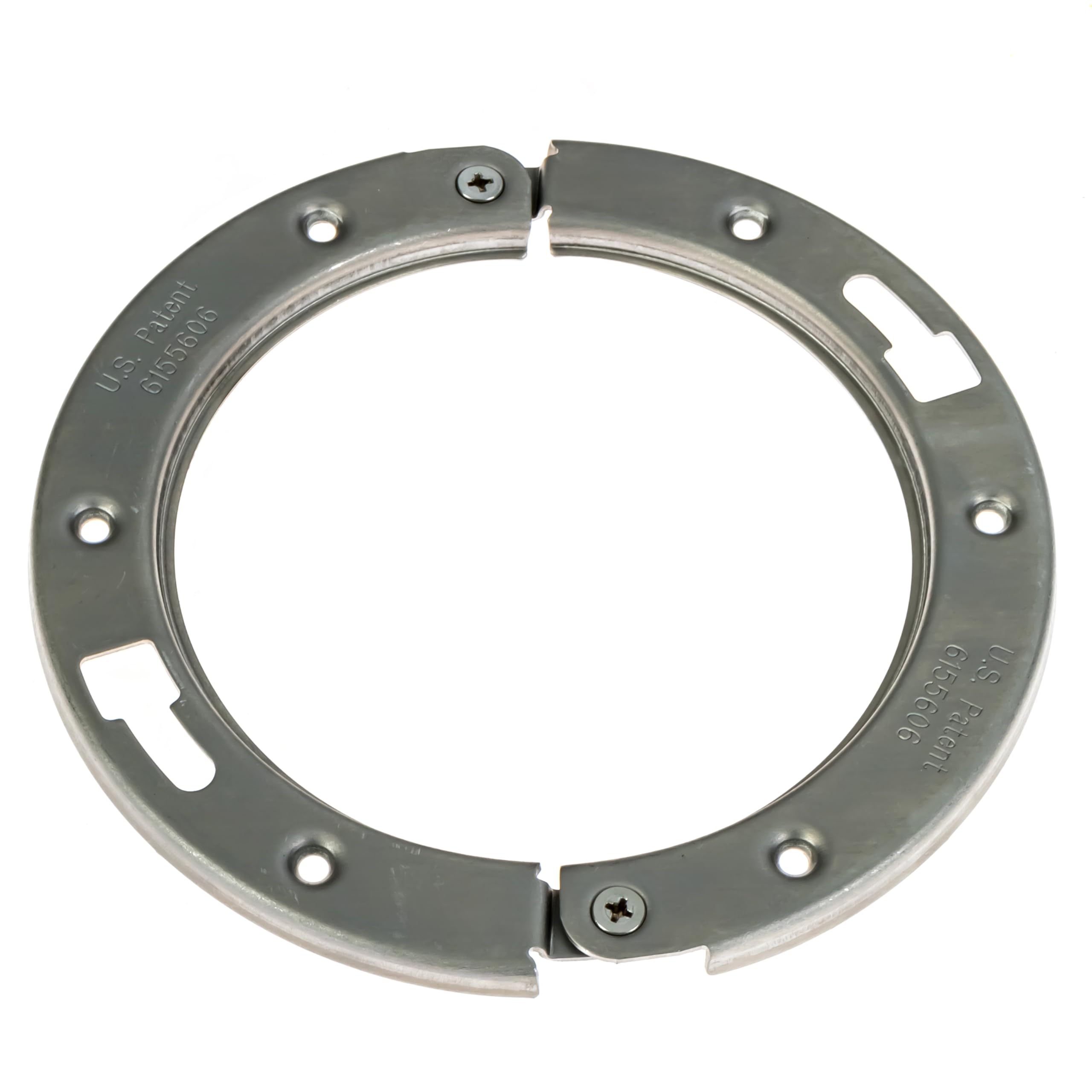 Photo 1 of The Clam 2-Piece Toilet Flange Repair Kit, Fits 4" Drain Pipe, Easy Install, Corrosion Resistant Stainless Steel Finish, Fitted for 1/4 Inch and 5/16 Inch Closet Bolts