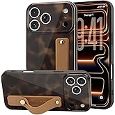 LAPOPNUT for iPhone 17 Pro Case with Wrist Strap, Cheetah Leopard Tortoise Shell Print Shockproof Soft TPU Protective Cover for Women Girls, Slim Anti Scratch Case for iPhone 17 Pro,Yellow