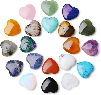 XIANNVXI 20 Pcs Healing Crystals Gemstones Heart Stones Gift Set for Women