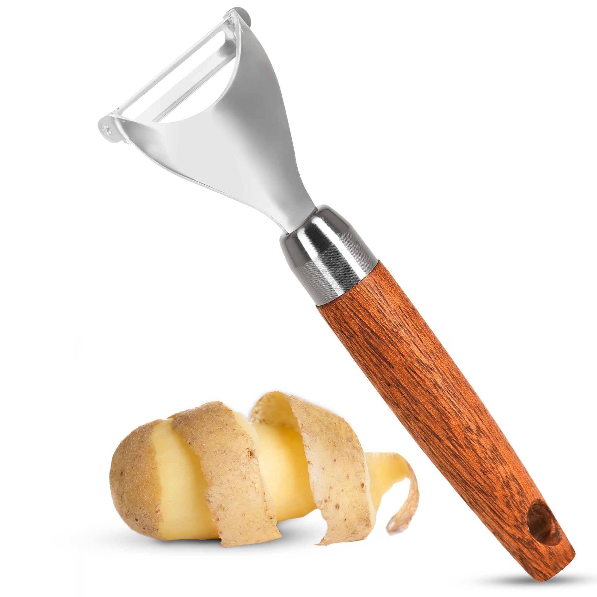 ZORU Potato Peeler Vegetable Peeler, Premium Wood, Stainless Steel Speed Peeler Potatoes Good Grip Peeler Y Shaped Multifunctional Peeler for Kitchen