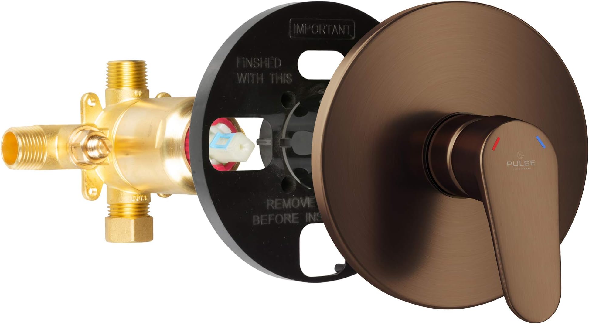 PULSE ShowerSpas 3001-RIV-PB-ORB Tru-Temp Mixing Valve, Pressure Balance Rough-In Valve Trim Kit, Round, 1/2" NPT, Oil-Rubbed Bronze