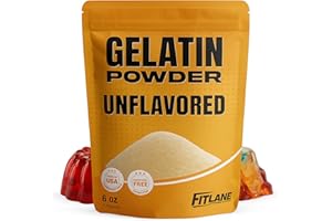 FIT LANE NUTRITION Gelatin Powder Unflavored 6 oz - Bulk Bag - Gelatina Sin Sabor en Polvo - Product of USA - Perfect for Desserts, Baking & Cooking - Supports Hair, Skin & Nails