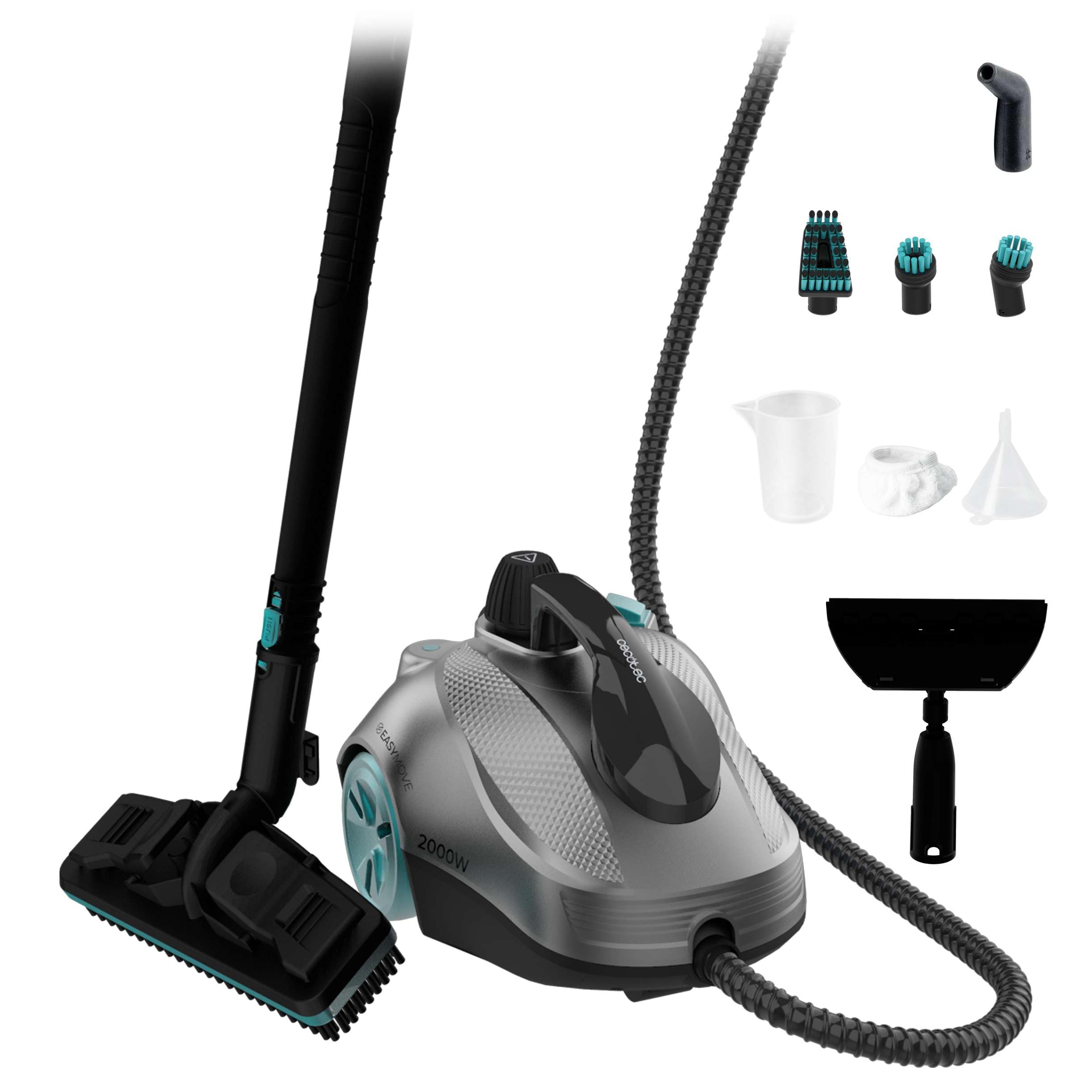 Cecotec Nettoyeur Vapeur Hydrosteam 2000 Easyhome Max. Nettoyeur Vapeur 2000 W, Réservoir Xxl 2L, 16 Accessoires, 5 Bars, 60 G/Min, 150 Min, Élimine 99,9% Des Bactéries,Déplacement Facile,Rayon 7,5 M