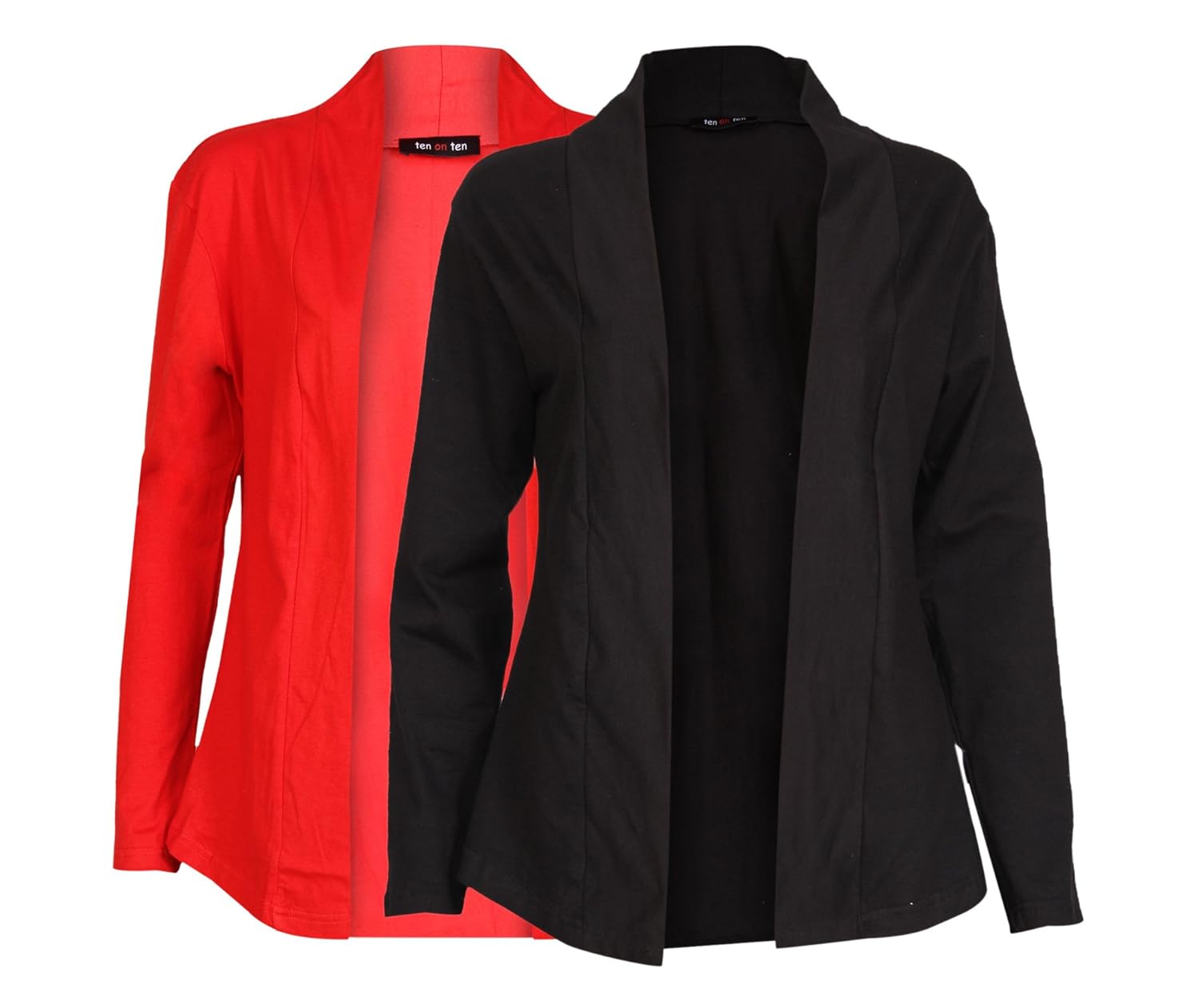 ten on ten women's pair of red/black long shrug