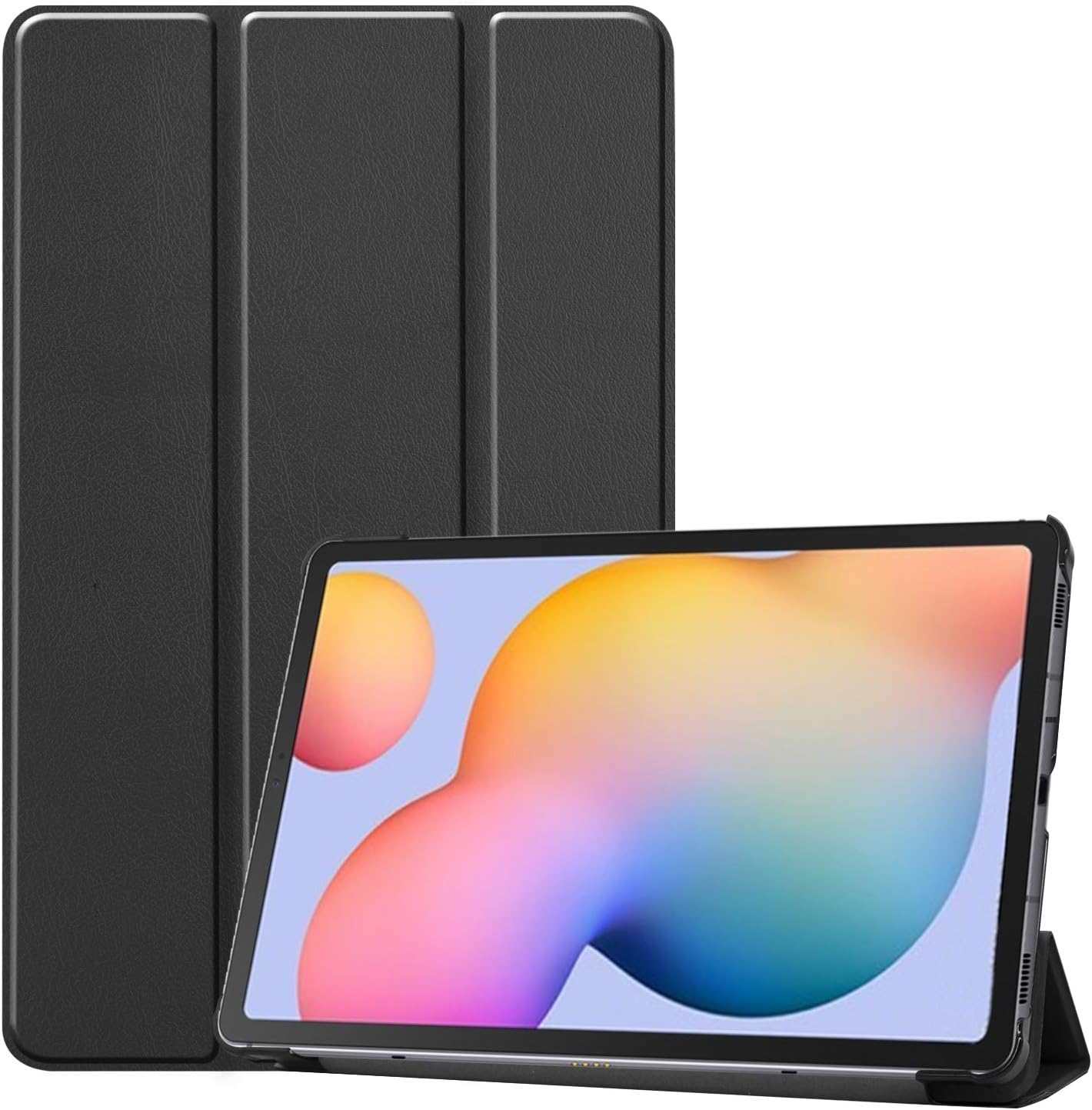 GWYLH Vegan Leather Case for Samsung Galaxy Tab S6 Lite, Light Weight Slim Tri-Fold Case Magnetic Cover Stand for Samsung Galaxy Tab S6 Lite SM-P610 P615 P617 Black