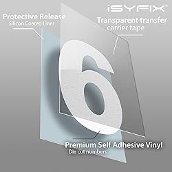 iSYFIX White Vinyl Number 6 (Six) Stickers - 6 Pack
