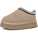 Womens Platform Slippers Ankle Mini Boots Water Resistant Genuine Suede Snow Winter Slippers Fur Fleece Lined Sneakers Cozy Outdoor Warm Slip On House Shoes