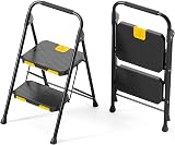 KINGRACK 2 Step Ladder Steel with Safe-Lock Handrail Anti-Slip Wide Pedals view 8