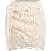 ZAFUL Slit Skirt for Women Boho Print Tie Side Wrap Tassel Casual Beach Mini Skirt