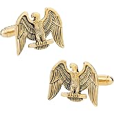 Cuff-Daddy Gold-Tone American Eagle Patriotic Cufflinks with Presentation Box