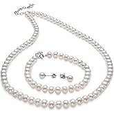 Belacqua Belaqua Freshwater Cultured Pearl Set for Women with Necklace Bracelet Stud Earrings for Women | Gift Box Included