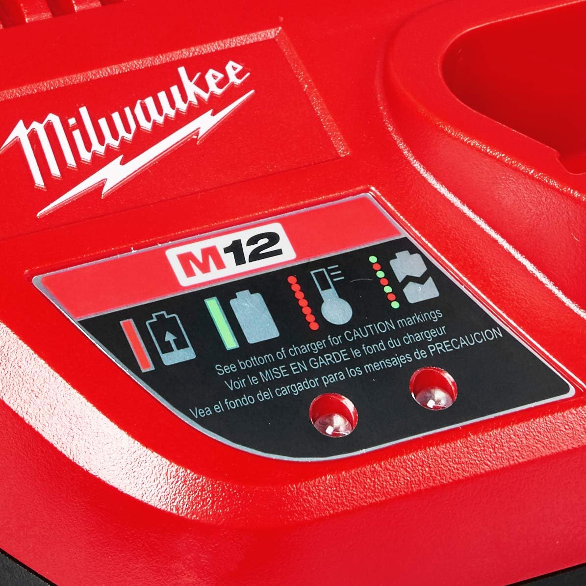 Milwaukee Genuine OEM 48-59-2401 M12 Lithium Ion 12 Volt Battery Charger w/LED Indicating, Red - - 