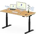 FLEXISPOT E8 Dual Motor 3 Stages Bamboo Electric Standing Desk 48x24 Inch Oval Leg Whole-Piece Board Height Adjustable Desk Electric Stand Up Desk Sit Stand Desk (Black Frame + Bamboo Desktop)