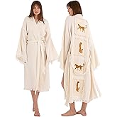 Acetory Muslin Robe for Women - Organic Turkish Cotton Gauze Bathrobe - Soft Absorbent Spa Robe - Valentine's Day Gift