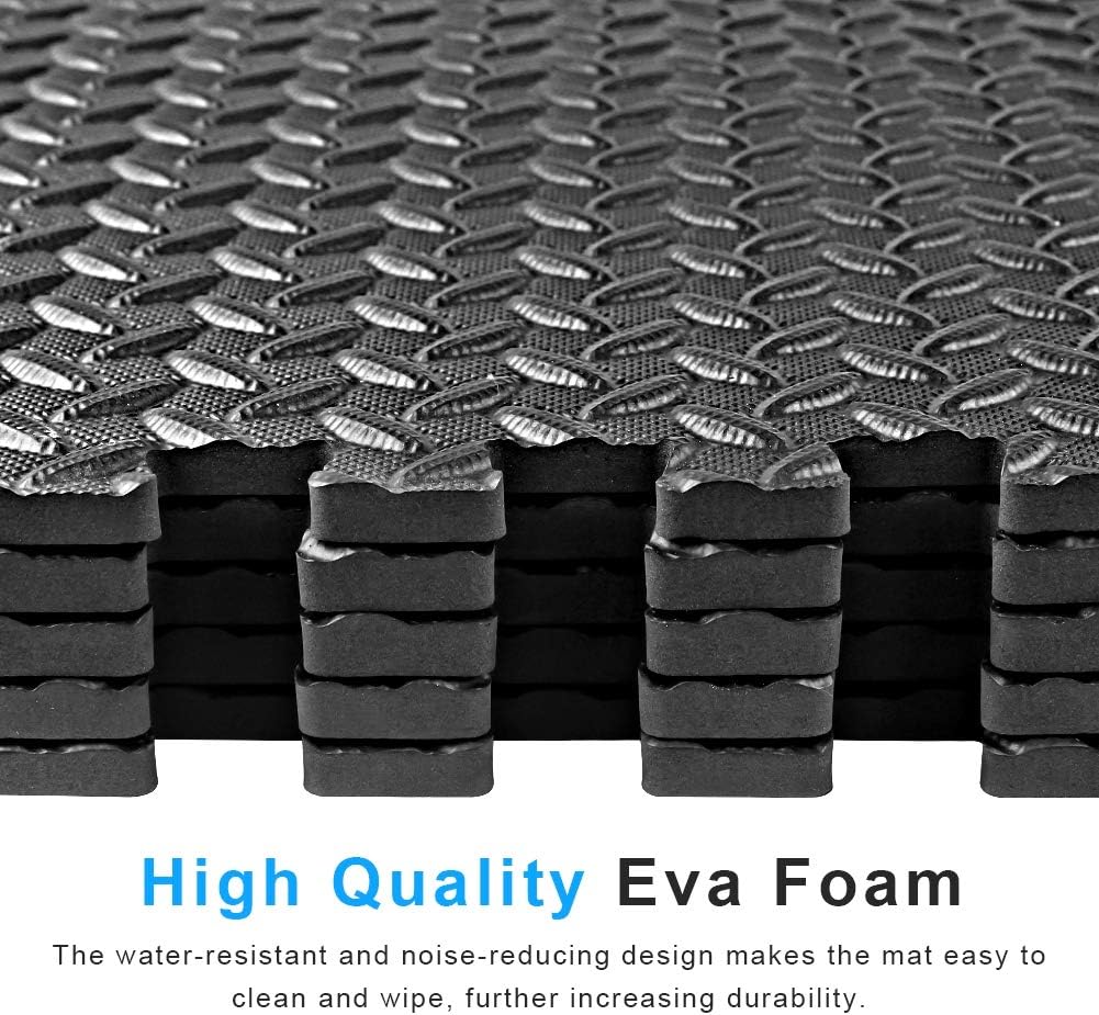 StillCool Puzzle Exercise Floor Mat, EVA Interlocking Foam Tiles Exercise Equipment Mat with Border - for Gyms, Yoga, Outdoor Workouts, Kids (E. 20 Square Feet (20 Tiles) - Black) : Sports & Outdoors