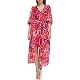 Eliza J Womens 3/4 Balloon Sleeve V-Neck Hi-lo Maxi Dress