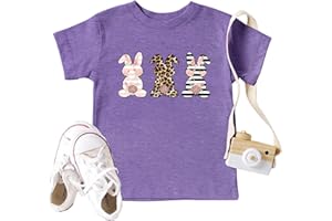 LAZYCHILD Toddler Boys Girls Easter Shirts Kids Baby Bunny T-Shirt Cute Leopard Bunnies Shirt Easter Toddler Graphic Tee