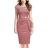Miusol Women's Elegant Cap Sleeve Sequin Lace Cocktail Dress