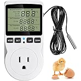 XIBETEO Digital Thermostat Outlet Plug Temperature Controller, Thermostat Reptile -40°C~120°C Hating Cooling Timing Plug with