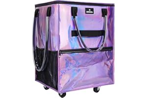 Reusable Grocery Bag on Wheels, Foldable Rolling Shopping Tote Bag, Water-Resistant Material, Zipper Top, Heavy Duty Handle, 