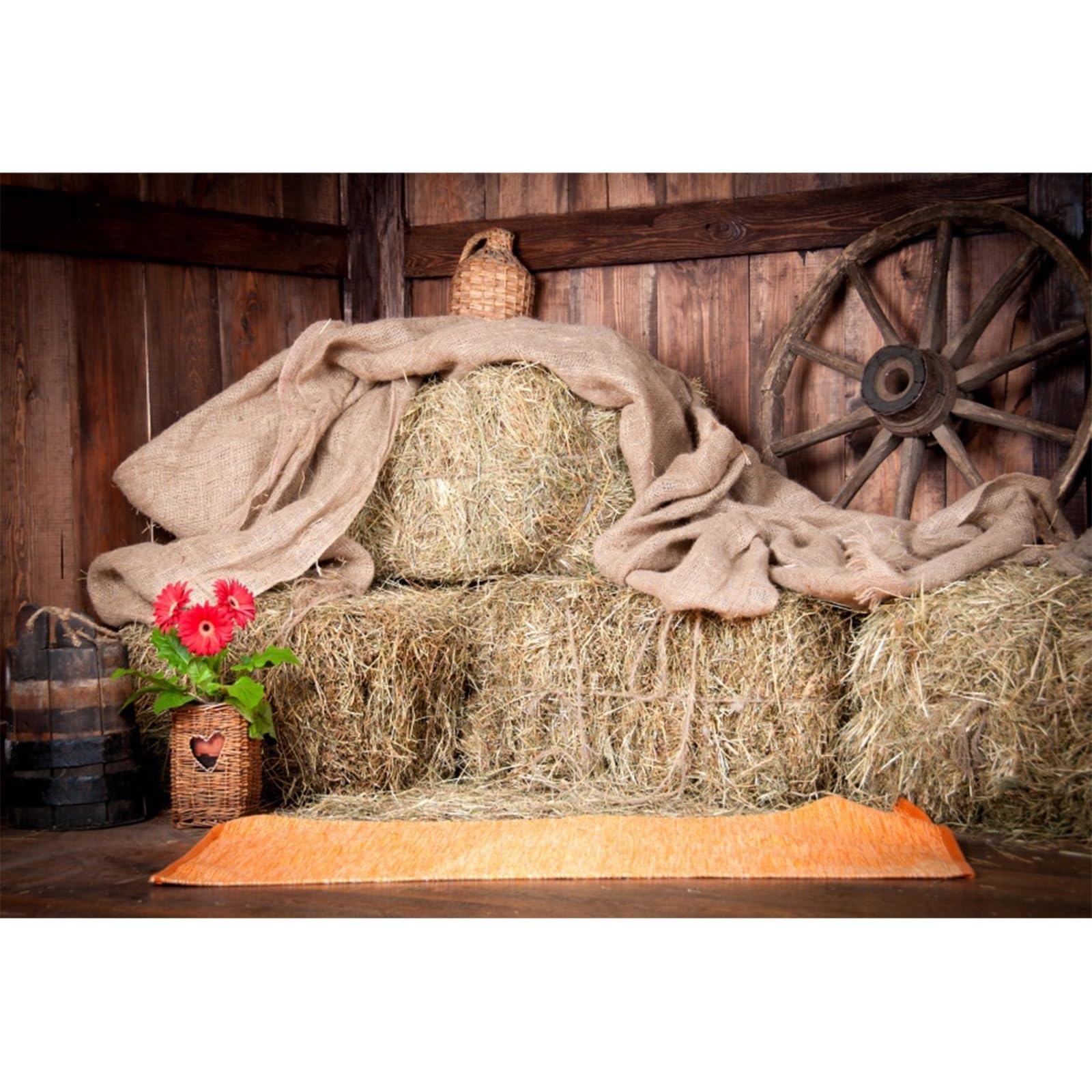 YongFoto 10x8ft Photography Backdrop Old Barn with Straw Bales Farm Countryside Photo Background Backdrops for Photography Photo Shoots Party Adults Wedding Personal Portrait Photo Studio Props Vinyl