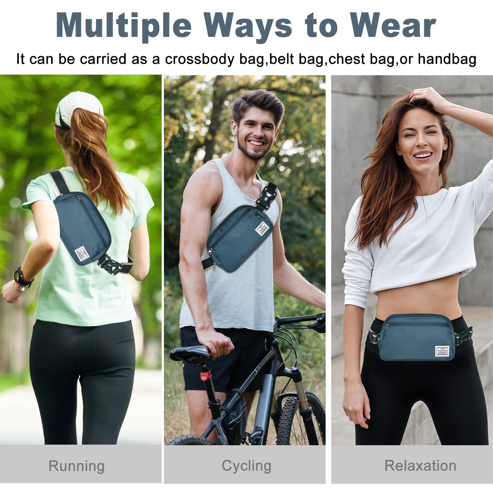 DMLuna Small Crossbody Bags for Women Trendy, Lightweight Fanny Pack for Women & Men, Mini Belt Bag, Waist Bag with Adjustable Strap for Running Workout Traveling, Peacock Blue