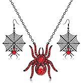 MOLOCH Halloween Spider Jewelry Set Crystal Tarantula Pendant Necklaces Spider Web Dangle Earrings Set Halloween Party Costume Jewelry for Women
