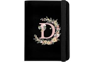 GABraden Cute Passport Holder and Holder Combo Passport Cover with RFID Blocking Women Men Compatible Wallet Credit Card Protector（Initial Monogram-D）
