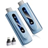 Wireless HDMI Transmitter and Receiver 400FT/120M Extender, Plug&amp;Play 5.8G+2.4G for 4K Decode 1080P Video Output with LED Display, for Audio to Monitor from PC/Projector/TV Box (Blue)