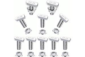 10 Pcs T Bolt Set M8x20mm T Slot Drop-in Bolt Hammer Head Bolts Shape Stud Sliding Screw with Hexagon Flange Nuts for Aluminu