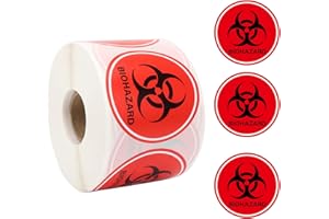 BLSUREFYX 600 PCS Biohazard Stickers 2 Inch Biohazard Warning Labels Round Self-Adhesive Waterproof Universal Biohazard Symbol Sticker for Hospitals Laboratory Industrial Use Red