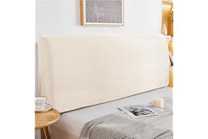 GOFOHIMI Headboard Cover,Stretch Headboard Cover,Light Grey Polyester Thick Elastic Headboard Slipcover Protector with Elastic Band,Dirtproof Headboard Cover(White / 59 '')