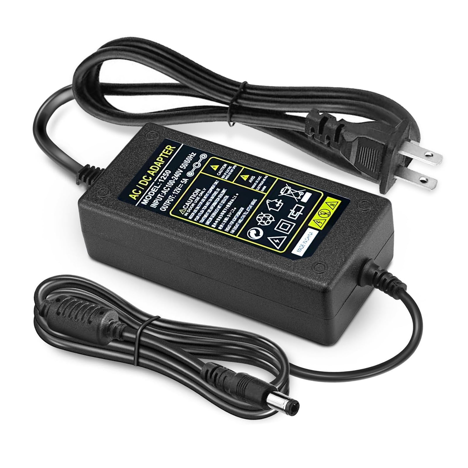 Photo 1 of Power Adapter 12V 5A 4A 3A 2.5A 2A 1A AC DC Power Supply Cord Cable 5.5x2.1mm for Sceptre EC Series Monitor,ONN,AOC,Dell,Webcam, Router, Projector, CCTV, Speakers & More 12v 5a Monitor Charger