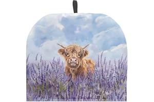 Mintulipy Purple Flower Highland Cow Tea Cozy Tea Cozy Insulated Teapot Covers Keep Warm Tea Cozy Tea Cosy Covers Fit 1 to 6 Cup Teapot Warmer Insulated Kitchen Dust Cover