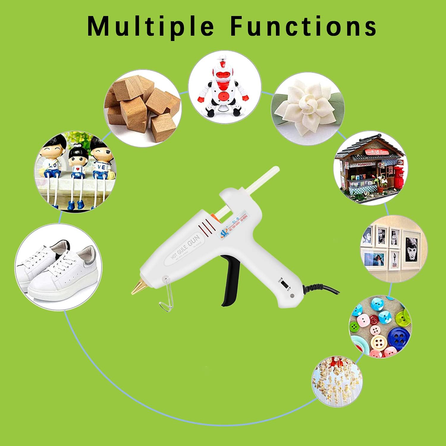 Hot Glue Gun Full Size Hot Melt Glue Gun Kit, Heavy Duty 60/100W Glue Gun with 10 Pcs Glue Gun Sticks and Protective Box for Crafts, DIY Art Decoration, Repairs