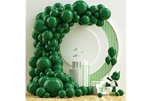 NISOCY Dark Green Latex Balloon Arch Kit, 102PCS 18In 12In 10In 5In Arch Garland for Festival Picnic Anniversary Birthday Green Theme Summer Jungle Forest Party Christmas Decoration with 33FT Ribbon