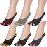 Bencailor 6 Pairs Women Toe Socks Cotton No Show Toe Low Cut Socks with Toes Separated for Women Athletic Running