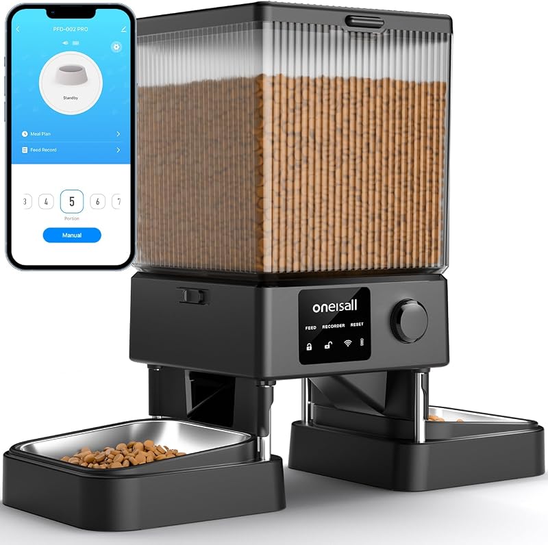 oneisall 5L Automatic Cat Feeder with App Control 5G/2.4G WiFi for 2 Cats